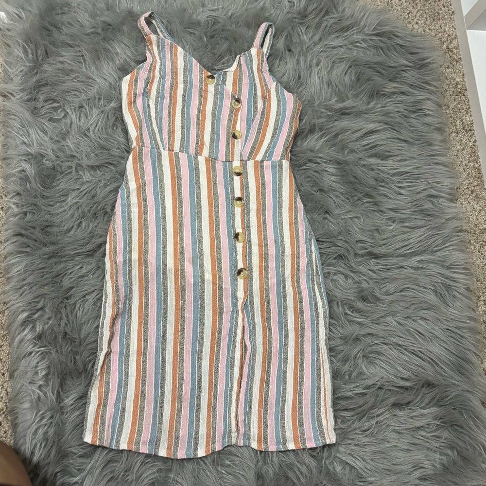 Striped Multicolor Button-Down Dress